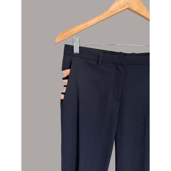 Theory Womens Black Wool Blend Wide-Leg Dress Pants Preppy Business Wear Trouser - Picture 2 of 7